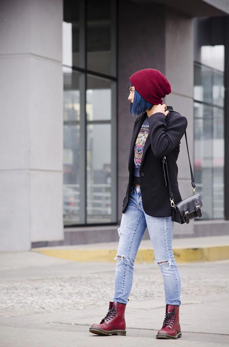 all black outfit with doc martens