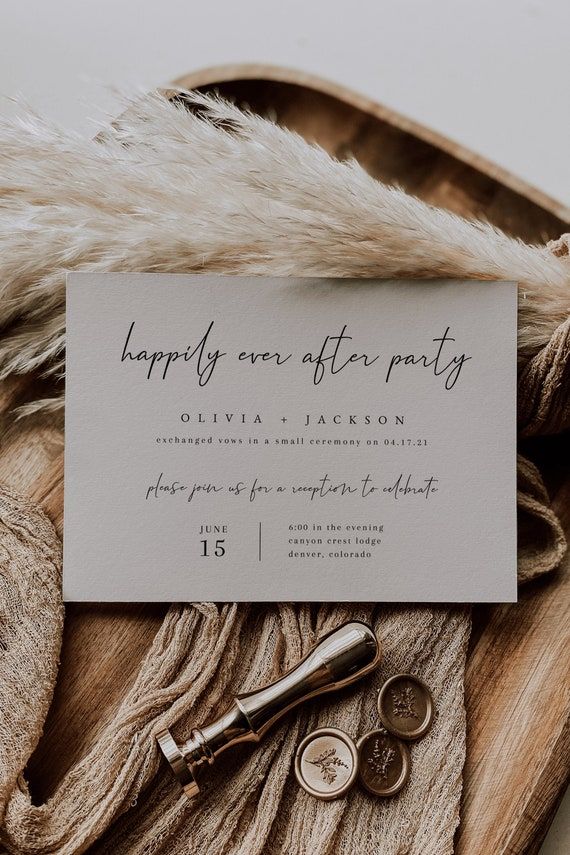Happily Ever After Party Invitation Template Printable | Etsy Elopement Party, Elopement Reception, Wedding Reception Invitations, Wedding Ceremony, Our Wedding, Dream Wedding, Wedding After Party, Wedding Ideas, Wedding Stationery