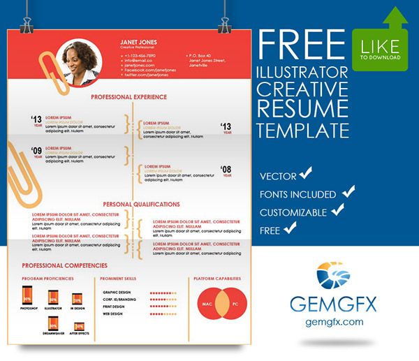 Simple Illustrator Resume Template (FREE Download) on Behance AI