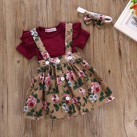 Hosentr/äger Kleid 2 St/ückeE Set Kleinkind Kinder Baby M/ädchen Outfits Kleidung Dot T Shirt Tops