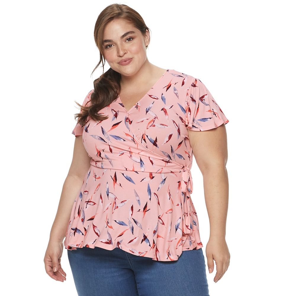 plus size evri knit faux wrap top womens size 2xl light evri size chart