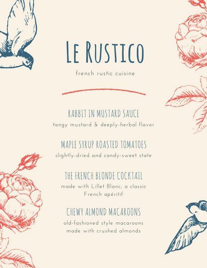 red and blue illustrated french menu menu pinterest menu menu