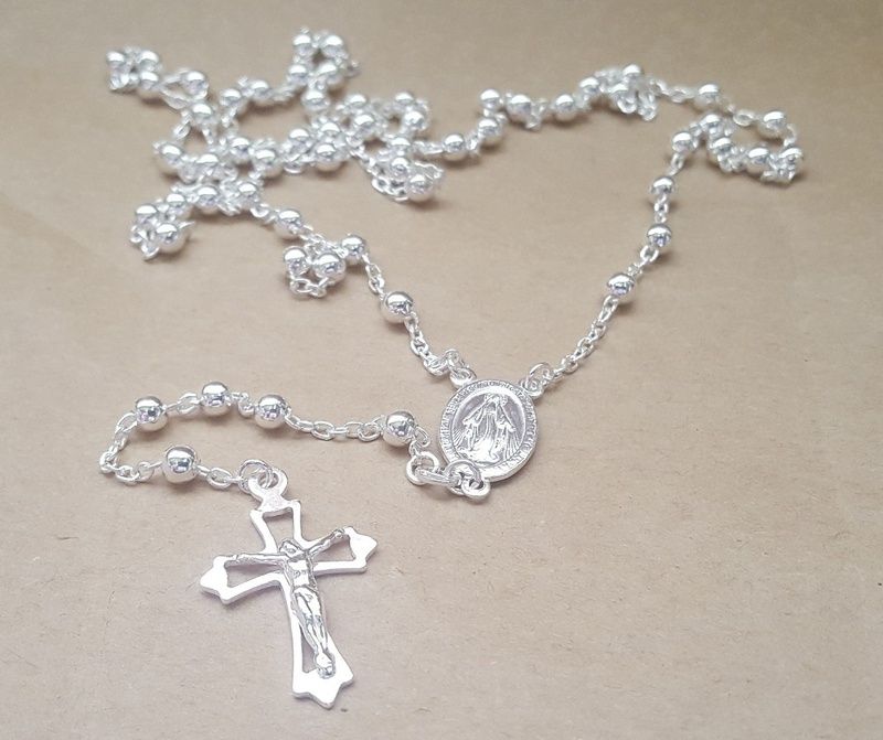 Jewelry Necklaces Rosaries Sterling Silver Polished Rosary Necklace