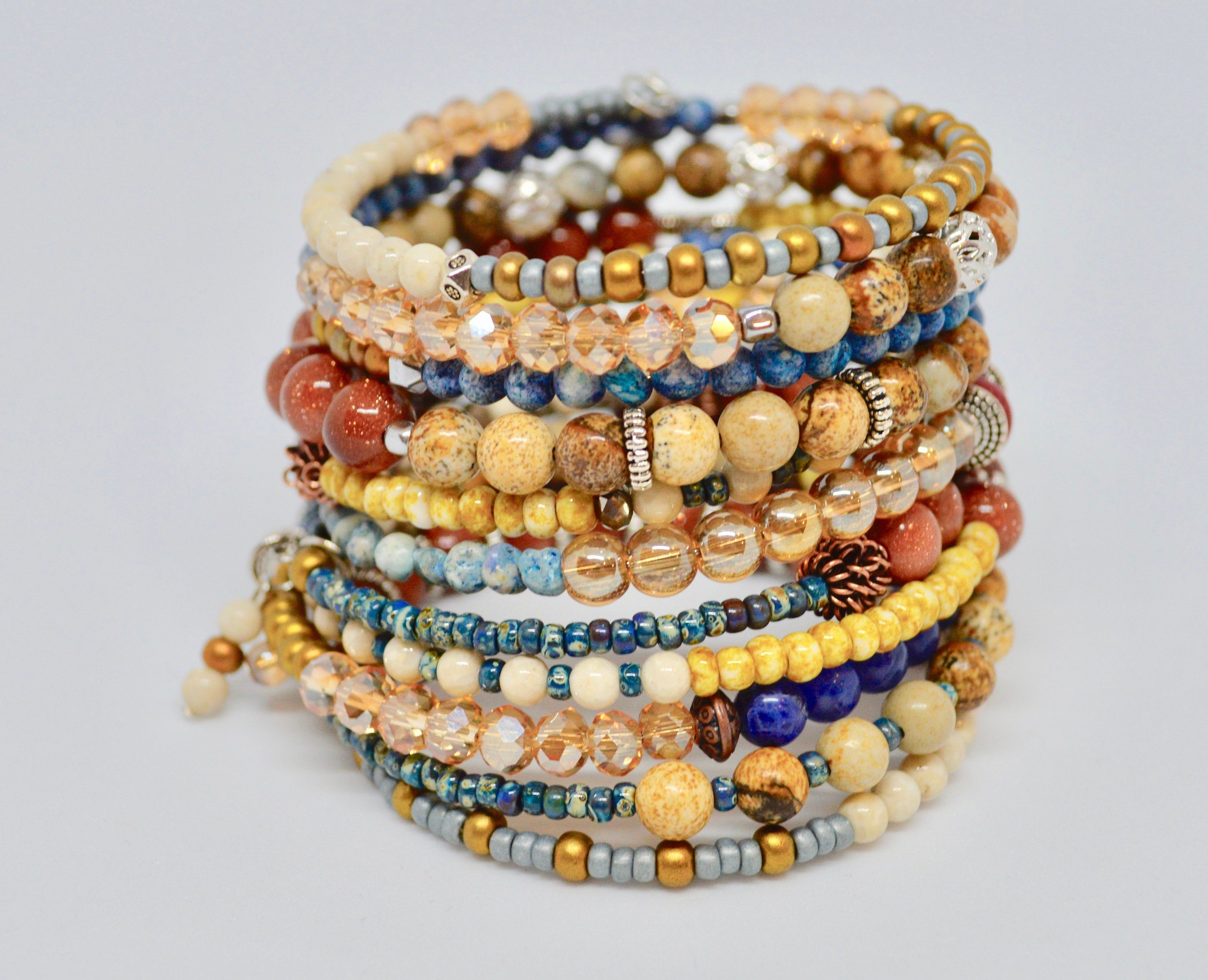 Stack bracelet Handmade jewelry Bohemian Gift for her Wrap around - Bangle Jewelry Handmade bracelet for her Beaded bracelet