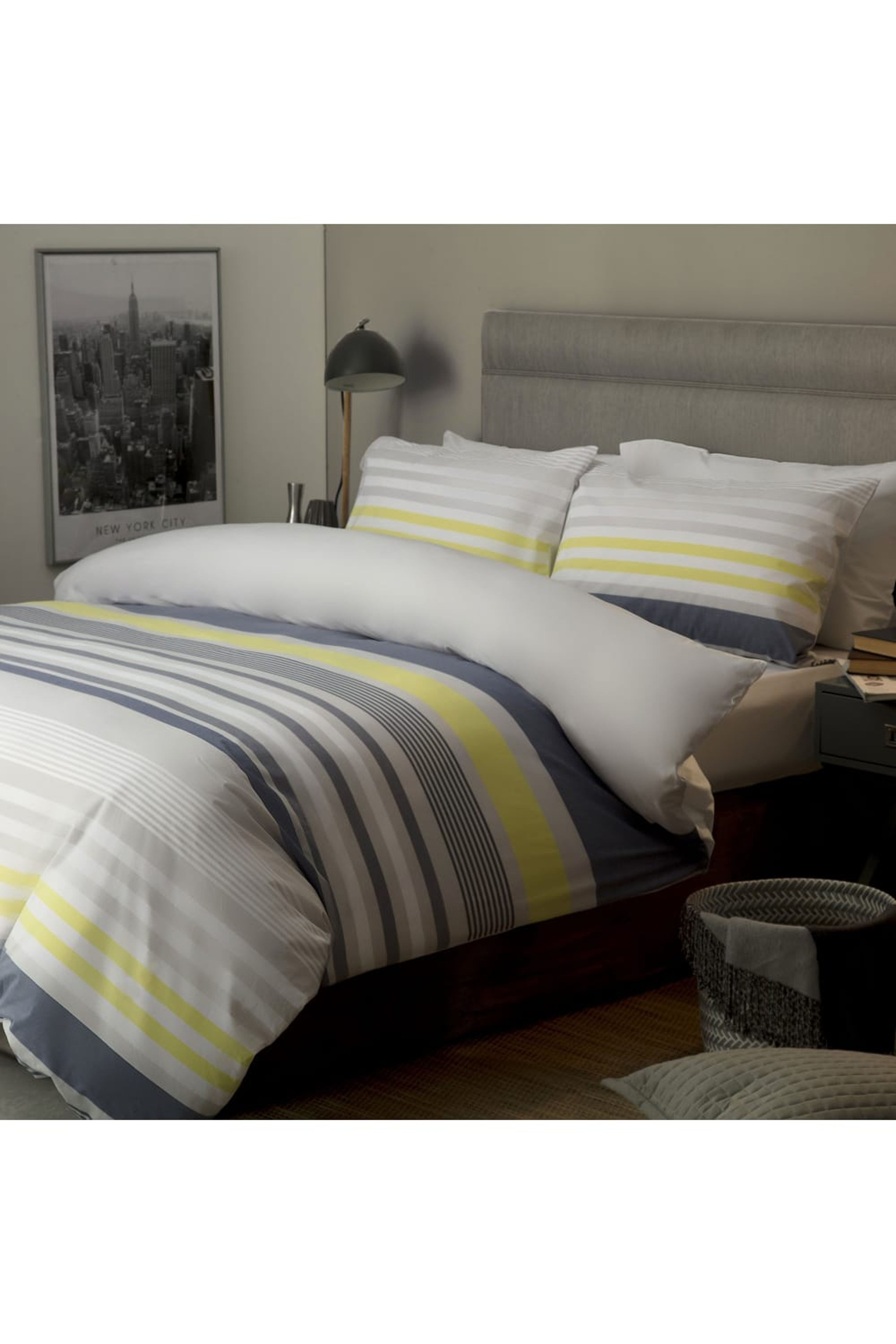 Belledorm Ayan Cotton Duvet Set White Navy Gray Yellow Full In 2021 King Cover Sets Super Covers Belledorm Ayan Cotton Duvet, Grey And Mustard Super King Bedding