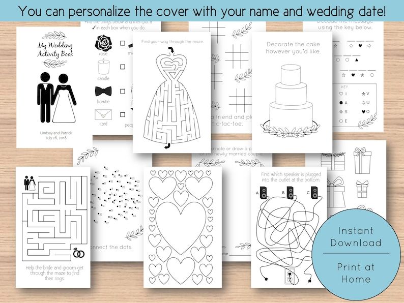 Kids' Wedding Activity Book Printable Download: Branches | Etsy Kids Table Wedding, Wedding With Kids, Our Wedding Day, Wedding Ideas, Kids Activity Books, Book Activities, Coloring Books, Coloring Pages, Kids Wedding Activities