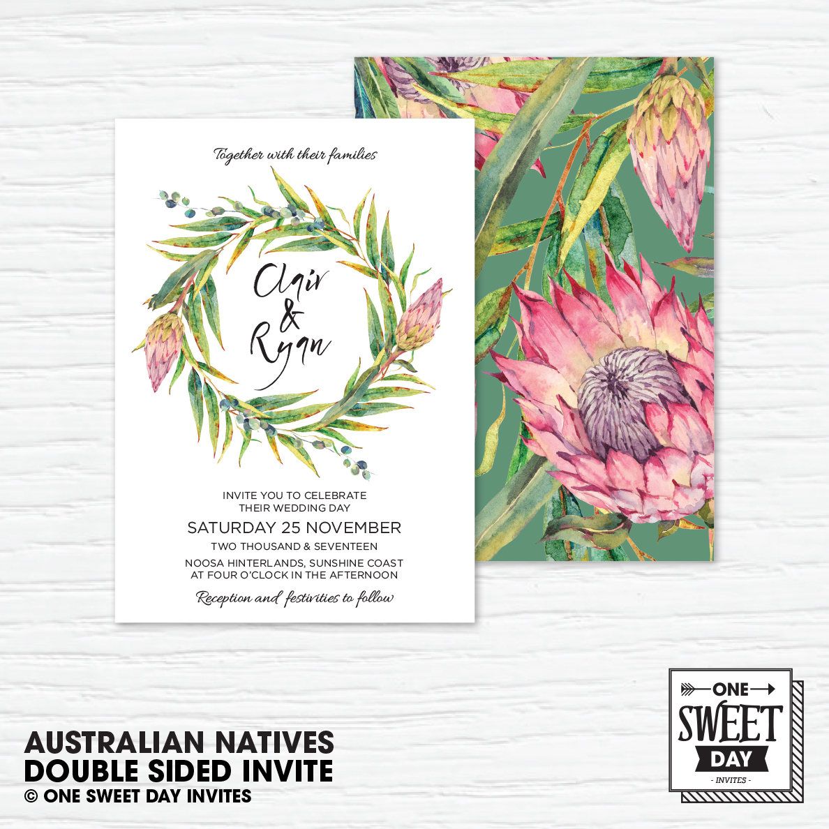 protea wedding invitation printable australian diy invitations australia