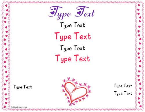 love certificate templates