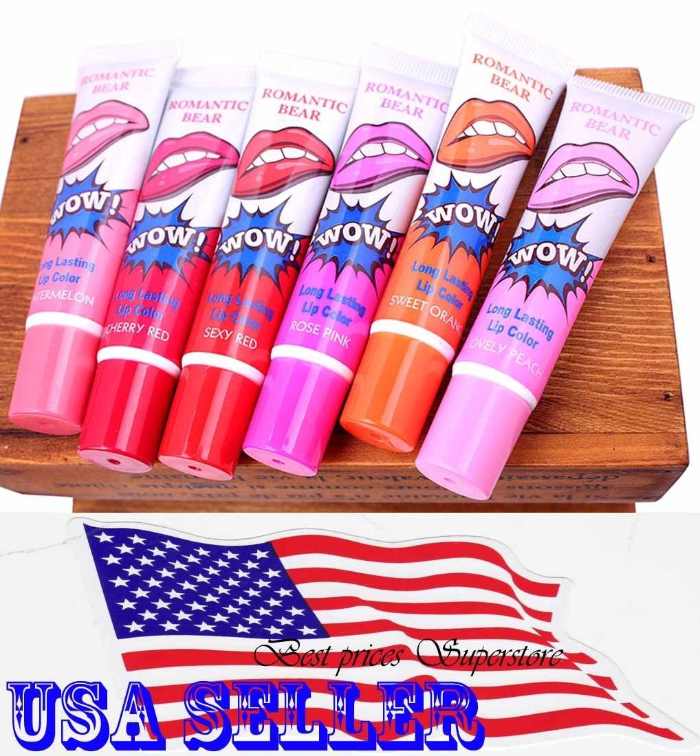 6 Colors Romantic Bear Lip Wow Gloss TATTOO Magic Peel