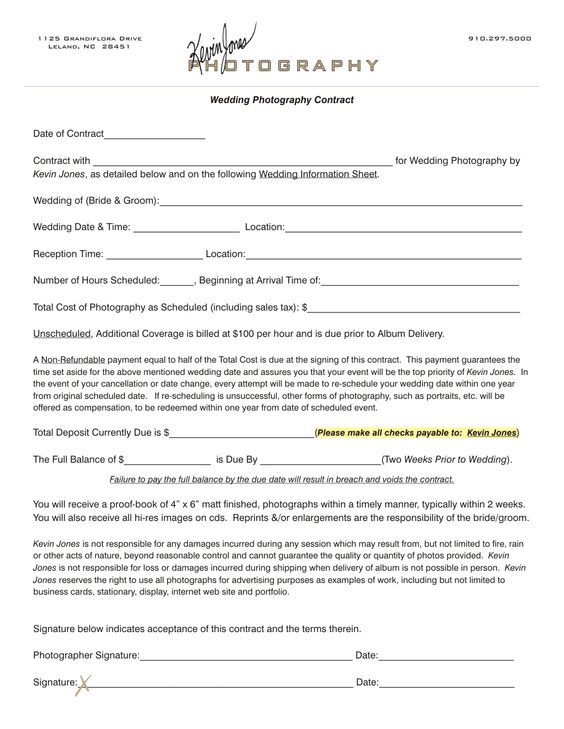 wedding photography contract kevin jones photography contract wedding photographer contract