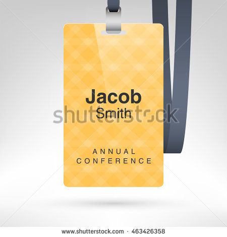 yellow conference badge with name tag placeholder blank badge