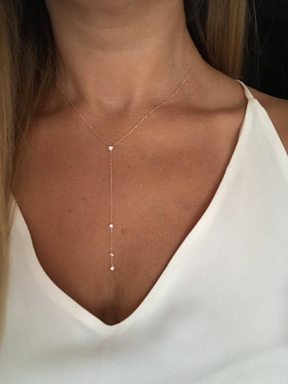 Lariat necklace/Round Diamond/Diamond Lariat/Dainty Necklaces/Minimalist Jewelry/Y Necklace/Drop Necklace/Drop Diamond/Diamond Necklace