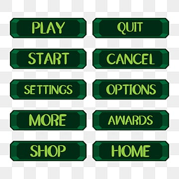 Dark Green Clipart Transparent Background, Dark Green Game Button Set, Game Button Set, Button Set, Game PNG Image For Free Download