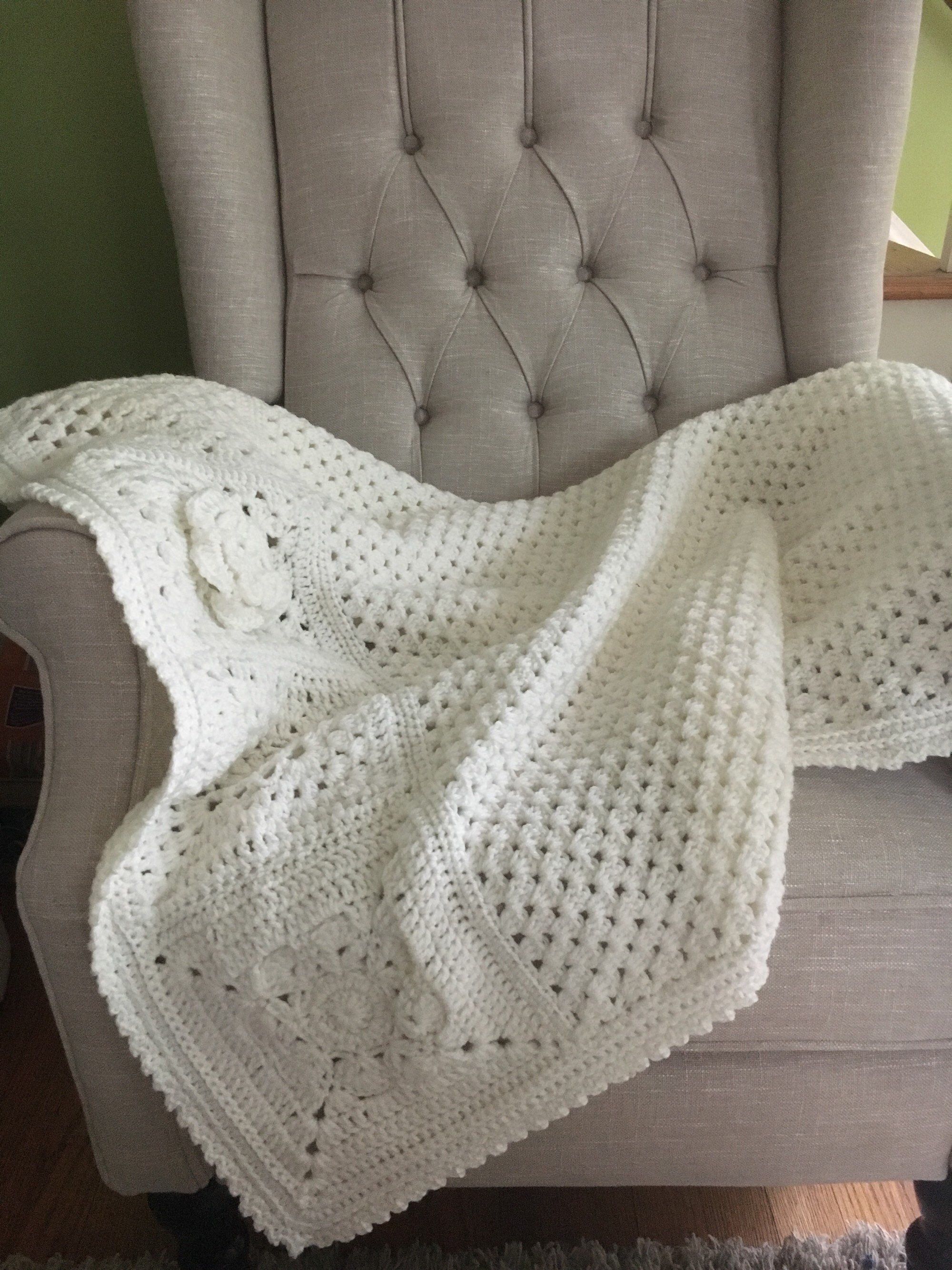 Soft white crochet throw blanket heirloom crochet blanket cozy