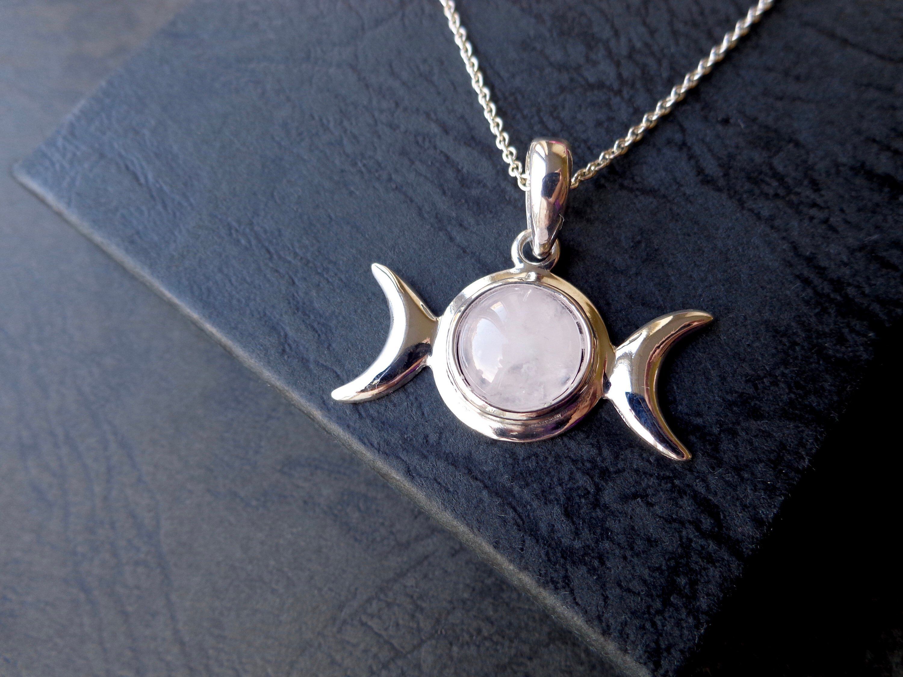 925 STERLING SILVER TRIPLE MOON GODDESS WICCA PAGAN CHARM RING STRETCH /& STACK