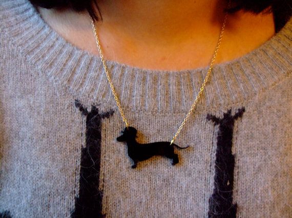 Dachshund With Bowler Hat Laser Cut Necklace Med 15 By Tradingtons