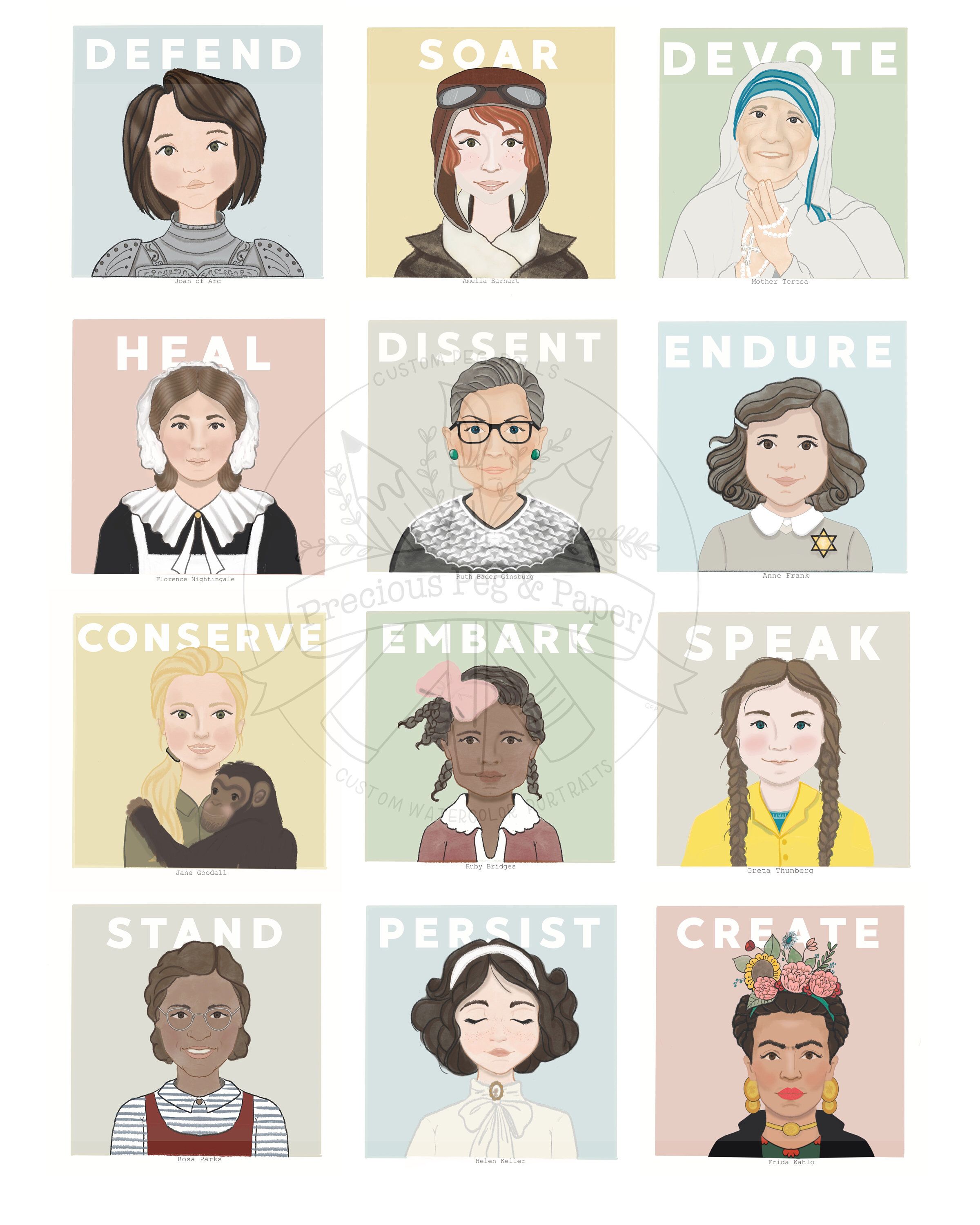 Excited to share this item from my #etsy shop: Influential Women in History Fine Art Print #1 /Ruth Bader Ginsburg / Wall Art / Women in History/Feminist nursery / Nursery/ Nursery Decor Women In History, Art History, History Posters, Momma Bird, Women Poster, Nursery Decor Girl, Nursery Art, Custom Family Portrait, Portrait Illustration