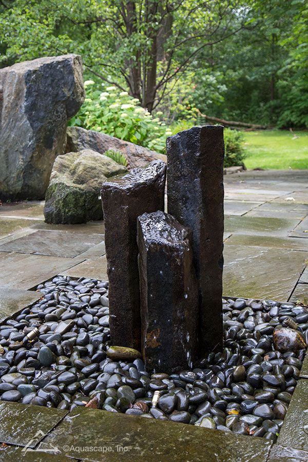 Outdoor Fountains Garden Water Fountain Backyard Kit Mongolian Basalt Columns Set Of 3 Landscape Fountain Kit