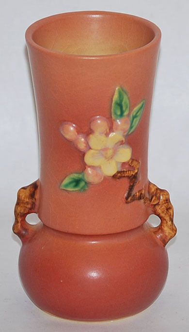 Vintage Roseville Pottery Apple Blossom 6 vase
