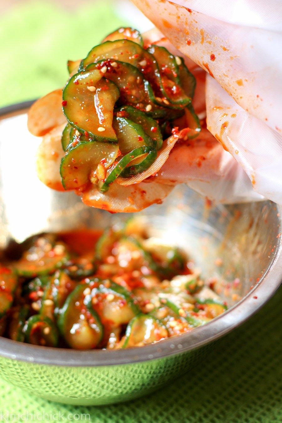 Quick Cucumber Kimchi Kimchichick Recipe Korean Side Dishes Food Asian Recipes