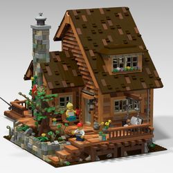 Welcome dear visitor, You seem to be looking for a nice place to spend a relaxing yet adventurous vacation with your Lego family; and guess what… You found it! This gorgeous lake house is situated on the south side of Lake Brick, one of the most beautiful lakes in Lego world. The perfect place to get back to nature. This house has everything you might need during your stay, like a: - Spacious front porch with a swing - Deck behind the house that reaches over the water - Platform with a canoe - F Lego Architecture, Architecture Exterior, Legos, Lego Beach, Lego Village, Lego House Ideas, Box Container, Lego Creative, Lego Pictures