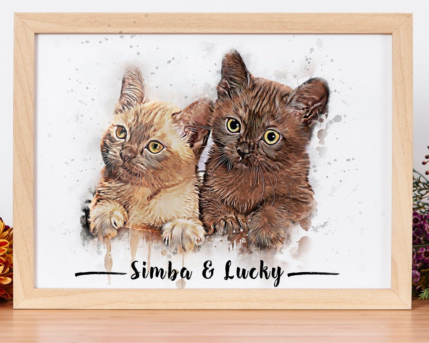 Custom Cat Painting, Digital Pet Photo Personalised Pet Photo Pet Photo Frame Custom Dog Painting Custom Pet Portrait Custom Pet Photo