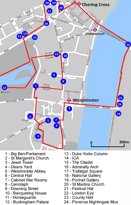 london icons self guided walk map