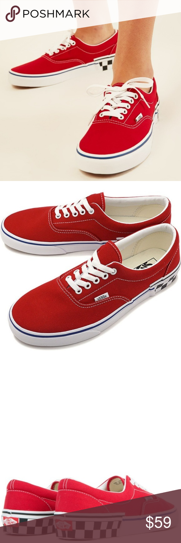 womens vans red era 59 trainers