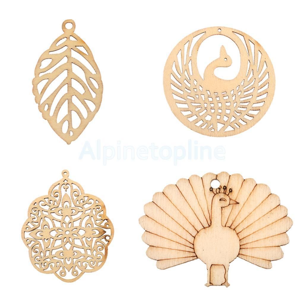 10 Laser Cut Wood Shapes Wood Charms DIY Woodcrafts Scrapbooking