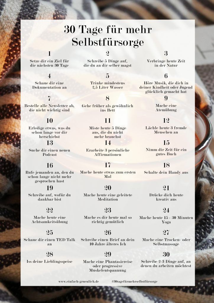 30 Tage für mehr Selbstfürsorge | 30 Tage Challenge | Selbstliebe, Achtsamkeit & Entspannung | Einfa...