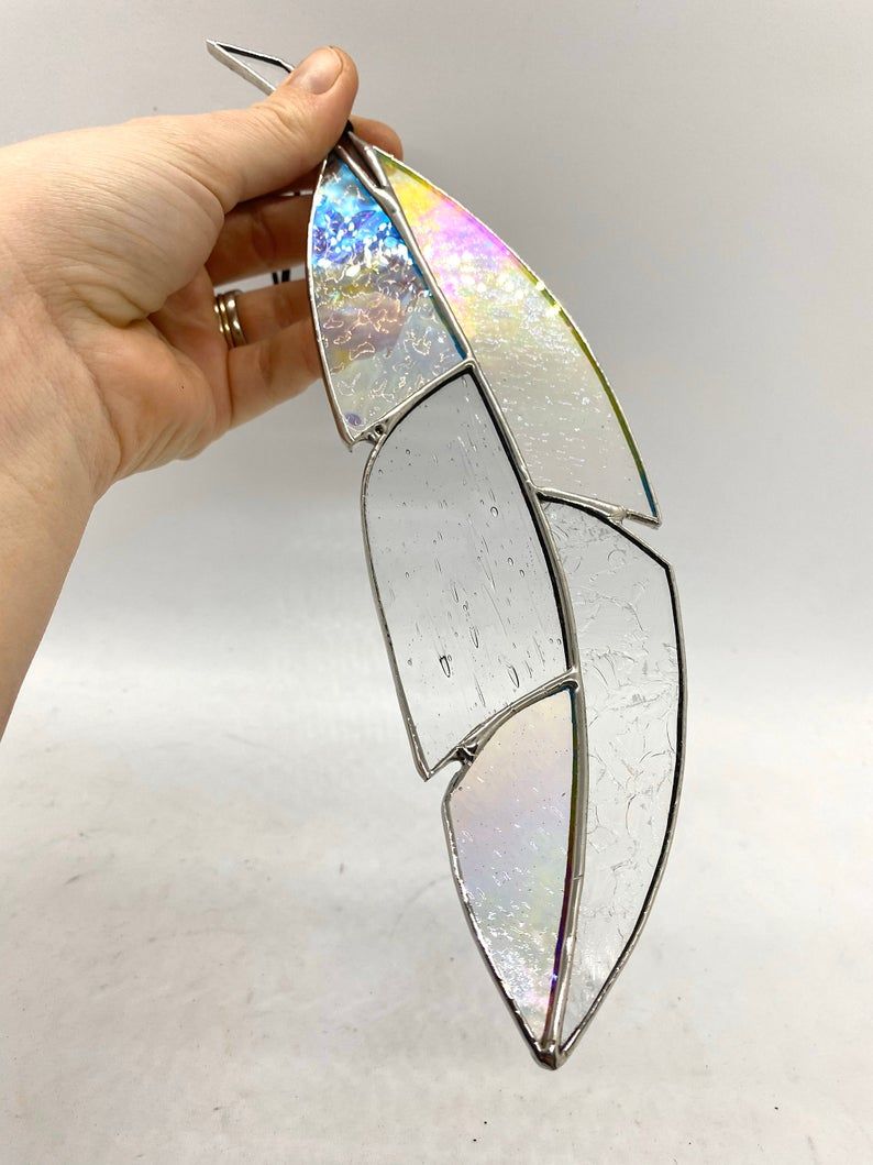 glass art spiritual gift angel feather gift Stained glass feather suncatcher
