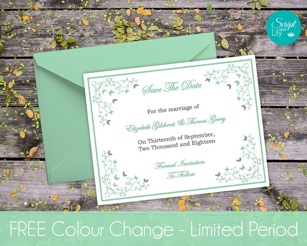 butterfly save the date templates free color change instant