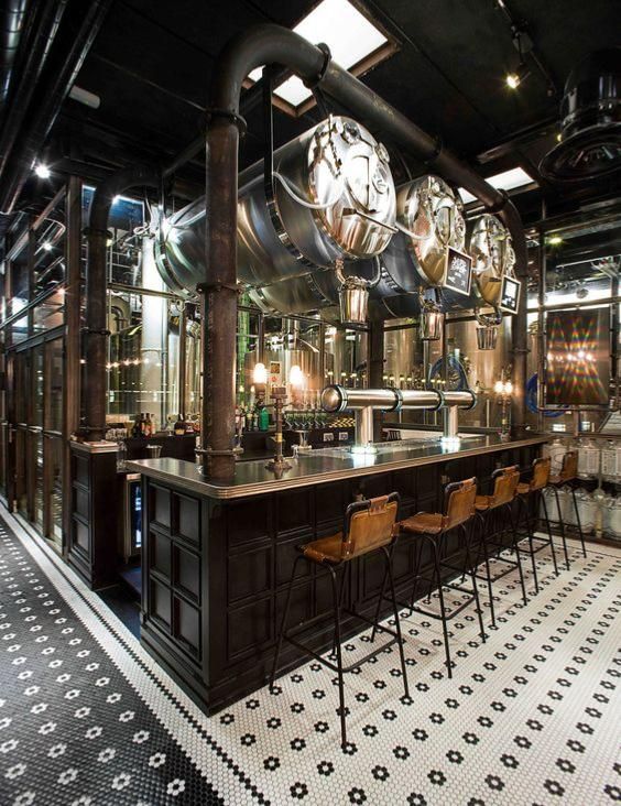 Industrial Restaurant Design, Design Bar Restaurant, Brewery Design, Pub Design, Rustic Restaurant, Brewery Interior, Pub Interior, Bar Interior Design, Industrial Decor