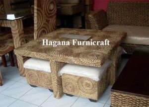 Natural Banana Leaf Coffee Table With 4 Small Chair By Hagana Natural Banana Leaf Coffee Table With 4 Small Chair By Hagana Furnicraft
