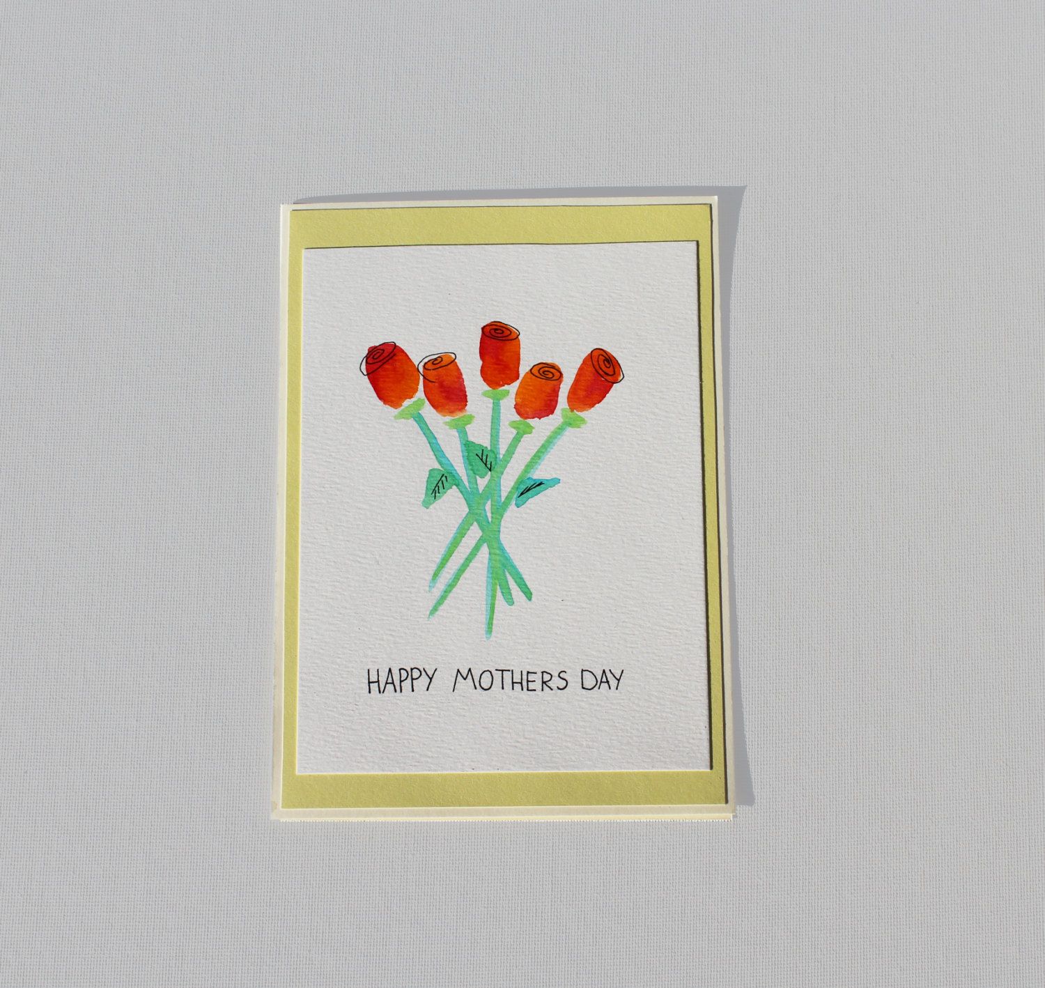 mothers day handmade card painted orange roses etsy