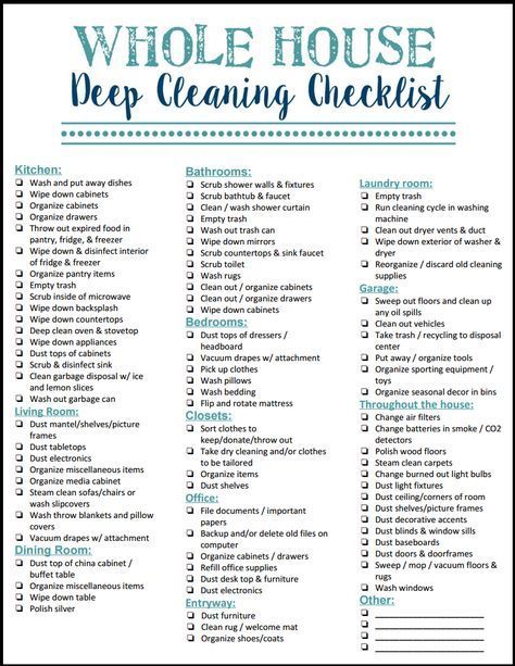 house cleaning checklist