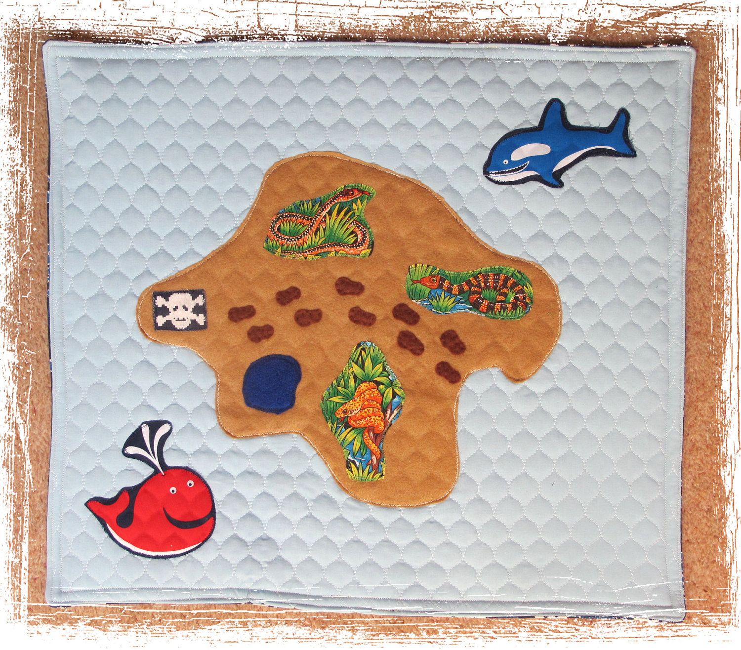 Treasure Island Pirate Reversible Felt Play Mat Set For Small Etsy Felt Play Mat Felt Toys Treasure Island