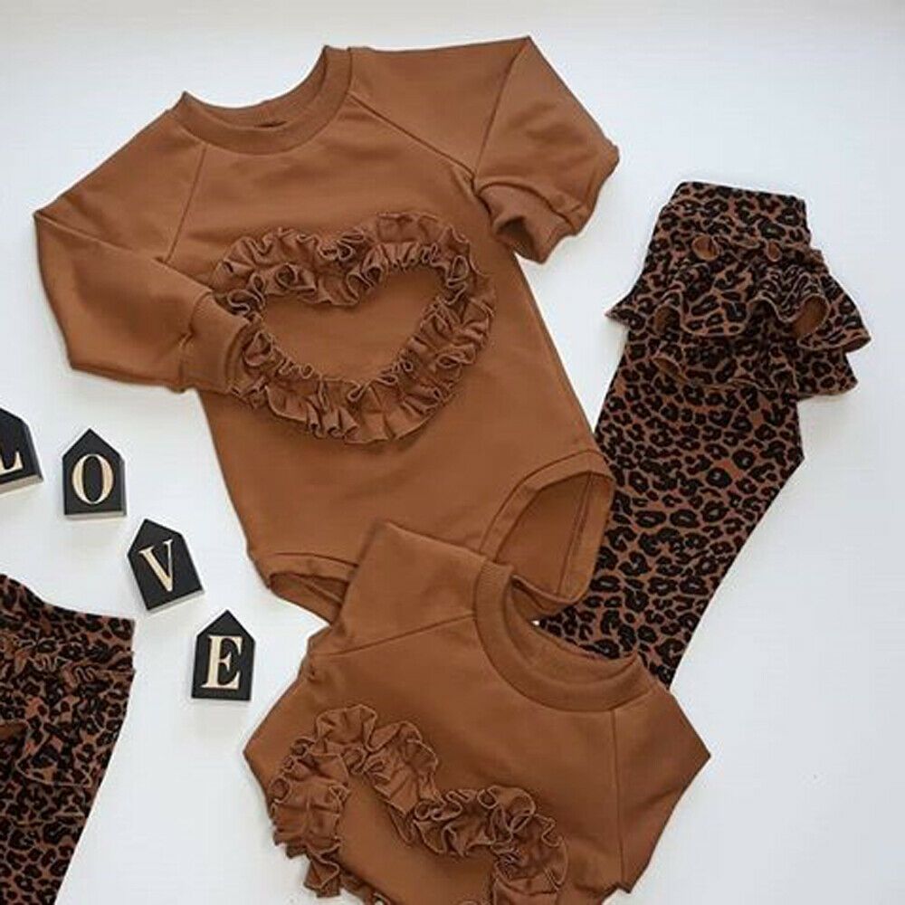Toddler Baby Girls Ruffle Long Sleeve Tops Pant Outfits Clothes Set Tracksuit US