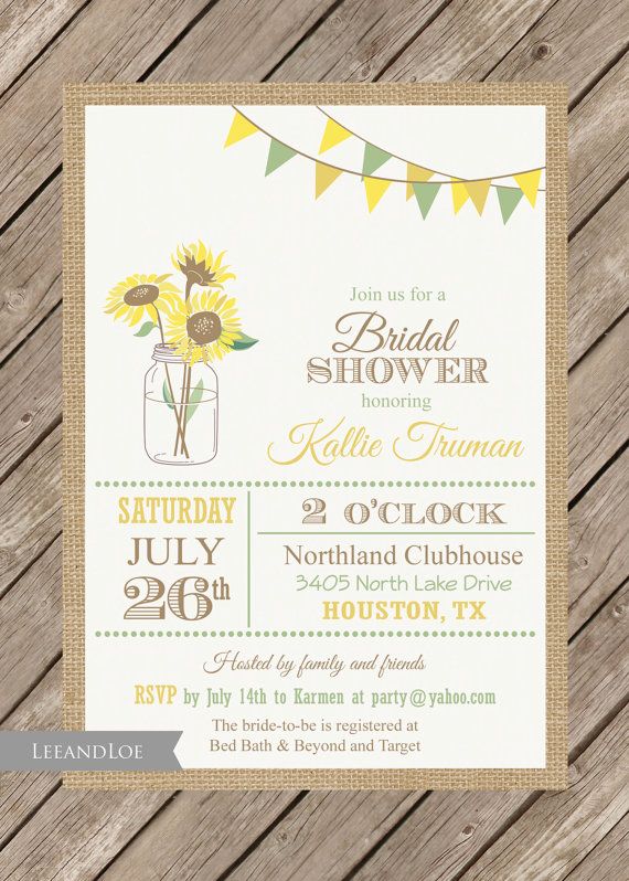 sunflower bridal shower invitations