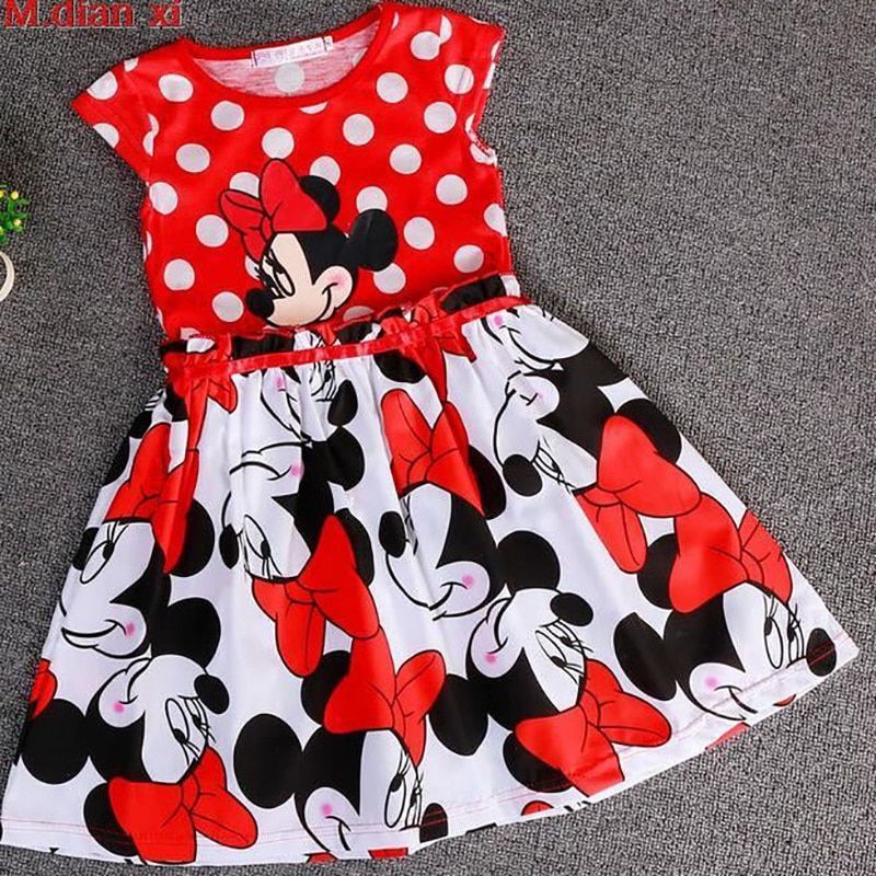 Moda bebé niñas vestido dibujos animados ratón patrón niños ropa de verano Moda bebé niñas vestido dibujos animados ratón patrón niños ropa de verano