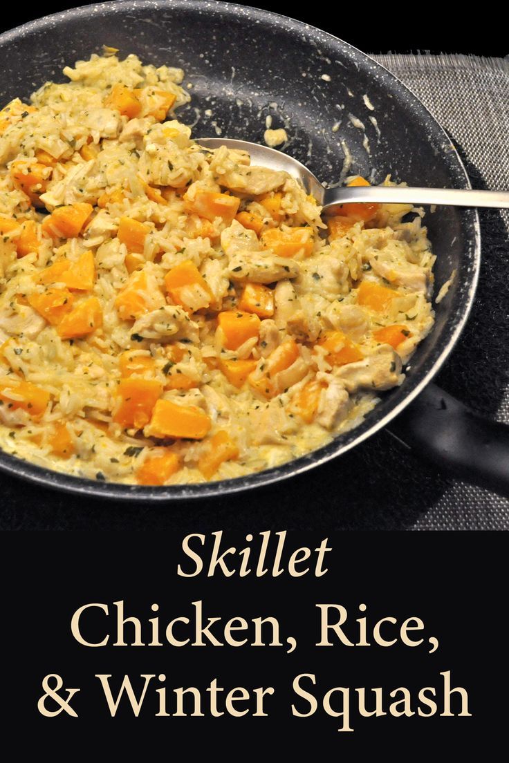 Easy dinner for 2: Skillet Chicken, Basmati Rice, & Winter Squash. I used Butternut squash for this simple, quick dinner. #ChickenRiceSkillet #ChickenWinterSquash #ChickenButternutSkillet Easy Dinner For 2, Easy Dinner Sides, Skillet Dinners, Easy Skillet, Easy Dinners, Chicken Rice Skillet, Recipe Creator, Winter Squash, Side Dishes Easy