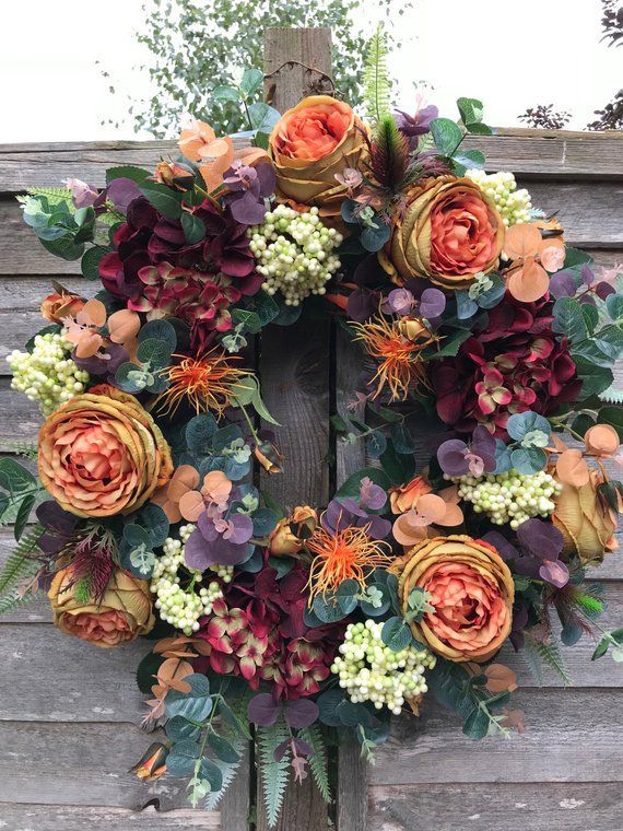 This wreath is so stunning, I’d have it up all year round - TheBigDoorWreathComp via Etsy #wreath #autumn #autumncolours #fallcolors #fall #fallwreath #melaniejadedesigns #interiorblogger Artificial Door Wreaths, Door Wreaths Diy, Wreath Decor, Diy Wreath, How To Make Wreaths, Wreath Ideas, Ribbon Wreaths, Tulle Wreath, Burlap Wreaths