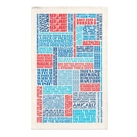 早口言葉で発音練習キッチンタオル 料理が楽しくなるキッチンデザイン雑貨 By Stuart Gardiner Tongue Twisters Tea Towels Cotton Tea Towels 早口言葉で発音練習キッチンタオル 料理が楽しくなるキッチンデザイン雑貨 By Stuart Gardiner Tongue Twisters Tea Towels Cotton Tea Towels