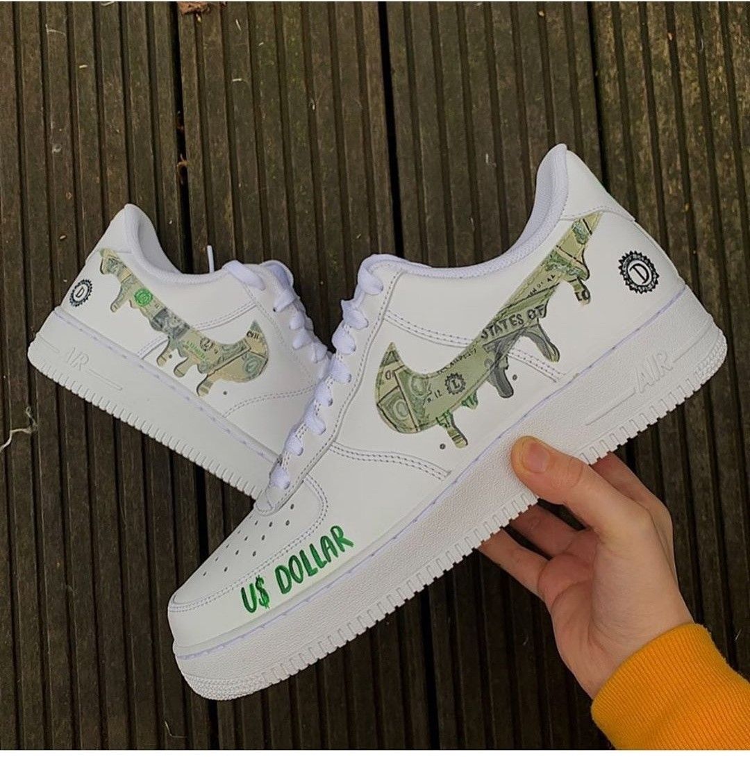 custom painted dollar bill Nike air 