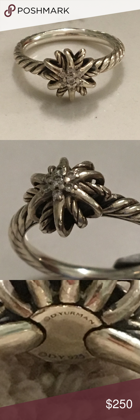 I am married now and don’t wear other rings. DAVID YURMAN “Starburst” Ring with DIAMONDS *Pristine brand new condition! *This ring is 4.8-4.9 ring size *Currently sold at Nordstrom and other retailers for $325.00 David Yurman Jewelry Rings #iammarried