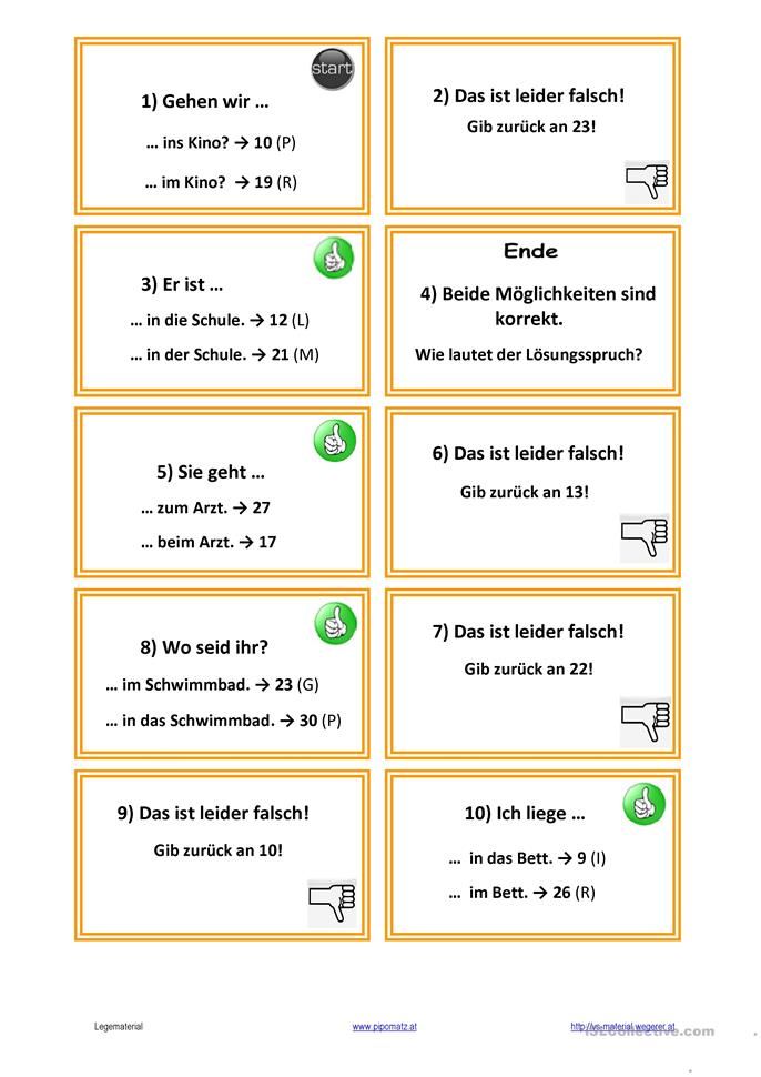 Dativ Oder Akkusativ Arbeitsblätter - Worksheets