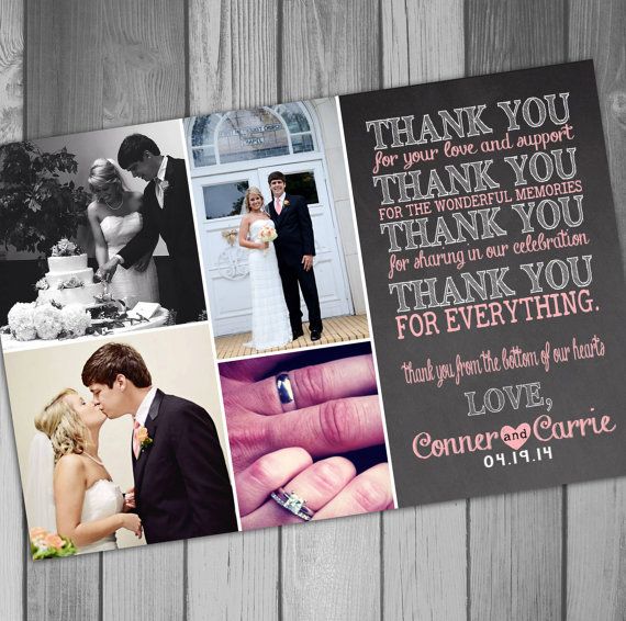 Full PhotoChalkboard Classic Personalised Wedding Day Thank you PHOTO Cards Full PhotoChalkboard Classic Personalised Wedding Day Thank you PHOTO Cards