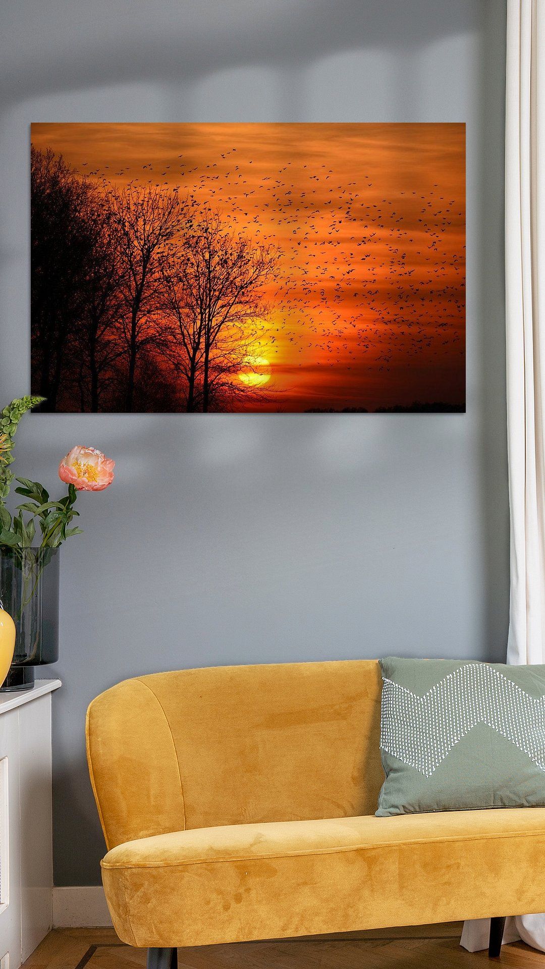 Koop het kunstwerk 'Oranjerode zonsondergang met wolk spreeuwen in het Fochteloërveen' van My Footprints als schilderij op canvas, aluminium dibond, HD Metal, (ingelijste) fotoprint, behang, en meer. Canvas, Prints, Painting, Art, Products, Clouds, Tela, Art Background, Painting Art
