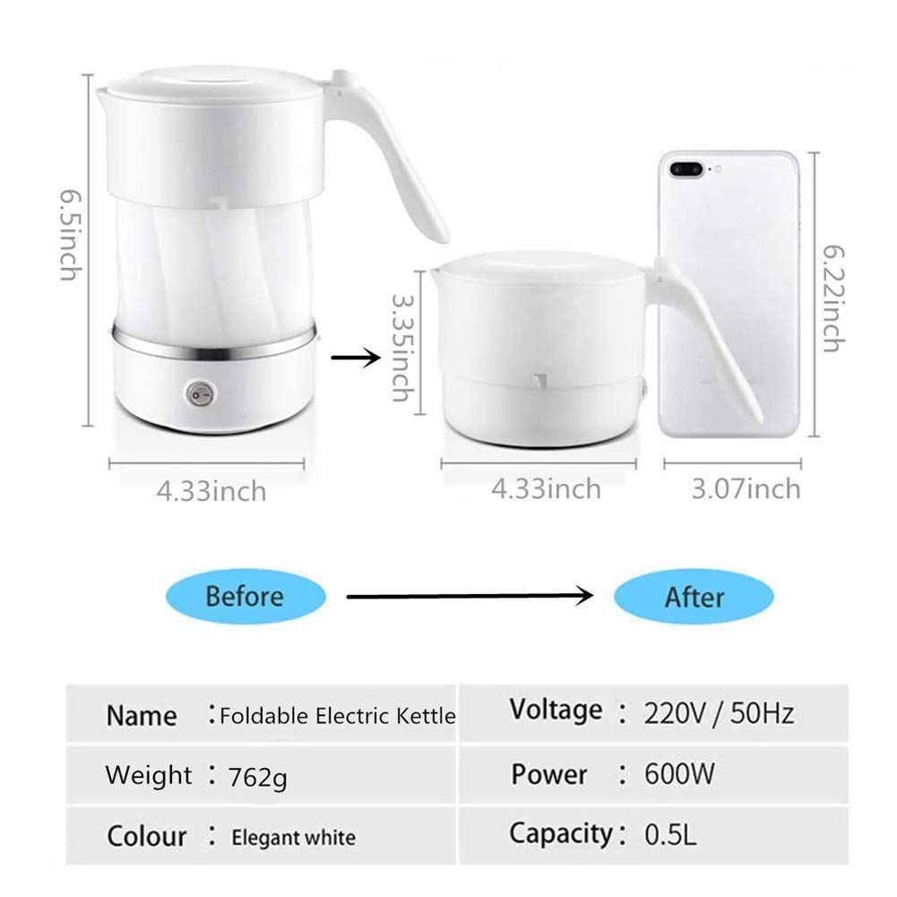 11cm diam 9cm height collapsed £30 in Foldable Electric Kettle Dual Voltage