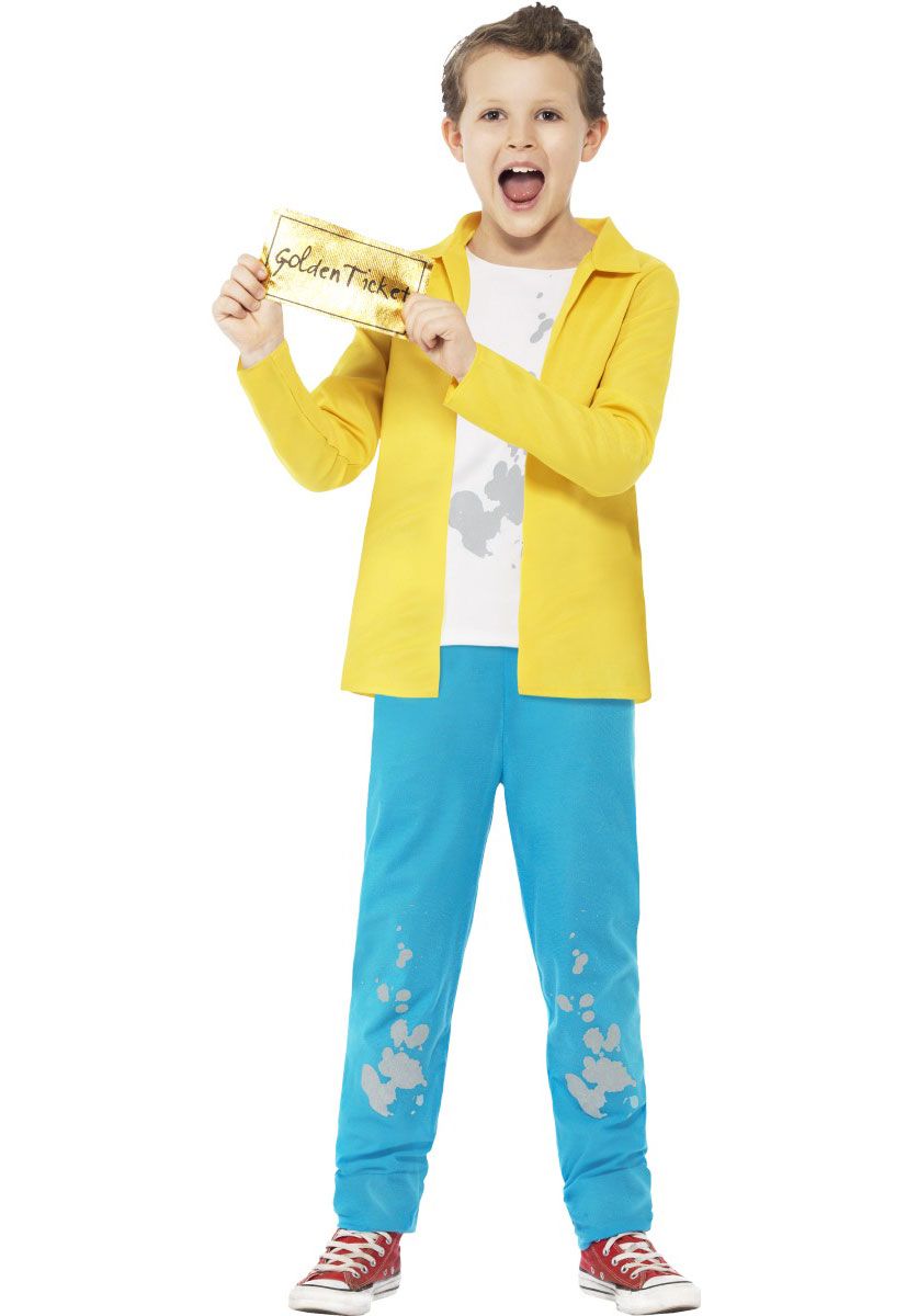 Child Roald Dahl Golden Ticket Willy Wonka Bar Costume Book Week Day Fancy Dress